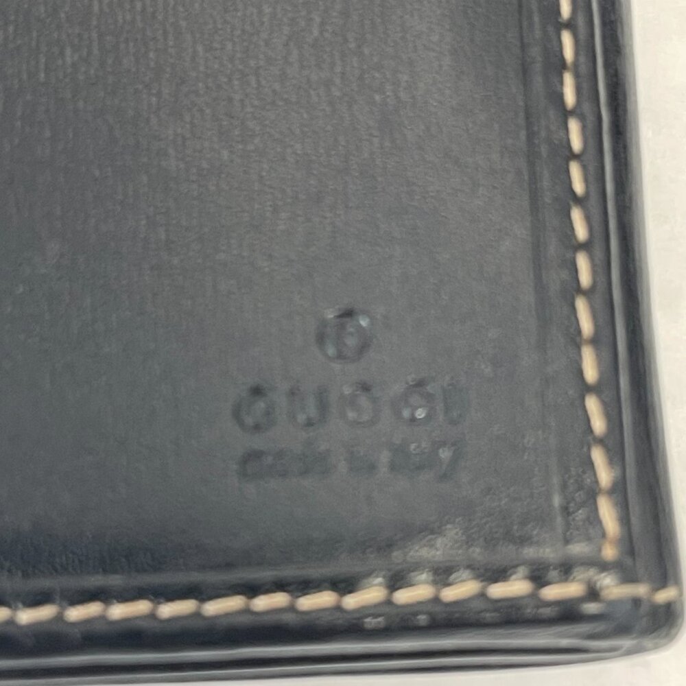 Gucci Leather Bifold Long Wallet w/ Coin Compartment  in Black - Preowned - Picture 12 of 13